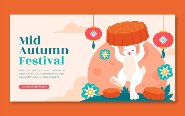 Social media post template for mid-autumn festival celebration