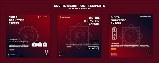 Social media post template modern design with eagle bird for digital marketing online or poster marketing template