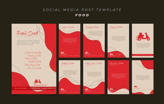 Social media post template portrait design in red and yellow colors for online advertising design