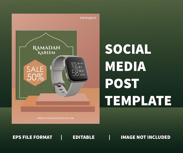 Modello di post sui social media ramadan kareem design minimalista