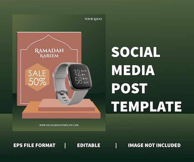 Social media post template ramadan kareem design minimalist