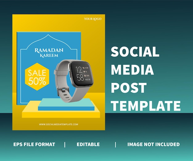 Social media post template ramadan kareem design minimalist