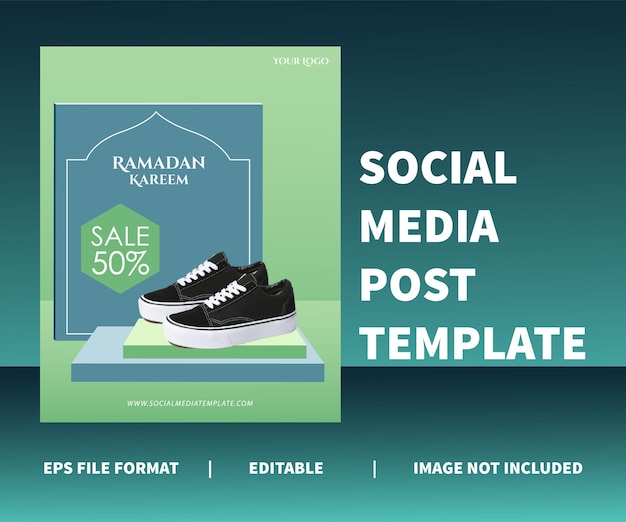 Vector social media post template ramadan kareem design minimalist