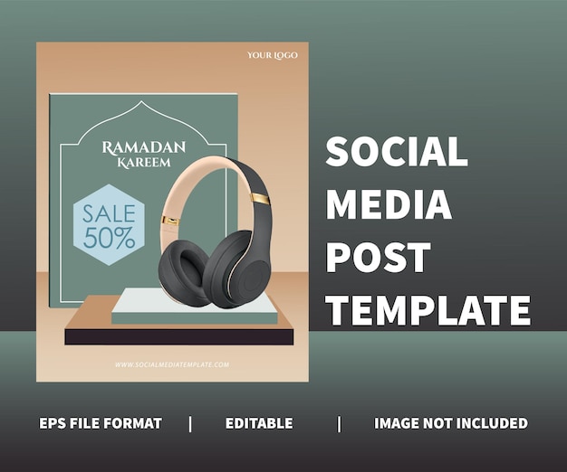 Social media post template ramadan kareem design minimalist