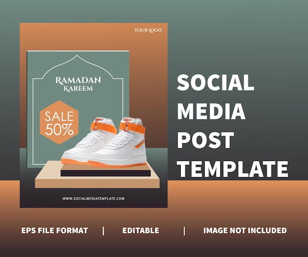 Social media post template ramadan kareem design minimalist