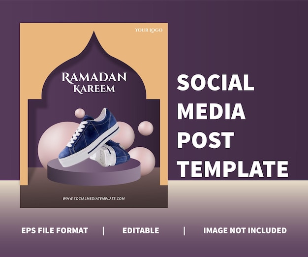 Social media post template ramadan kareem minimalist design