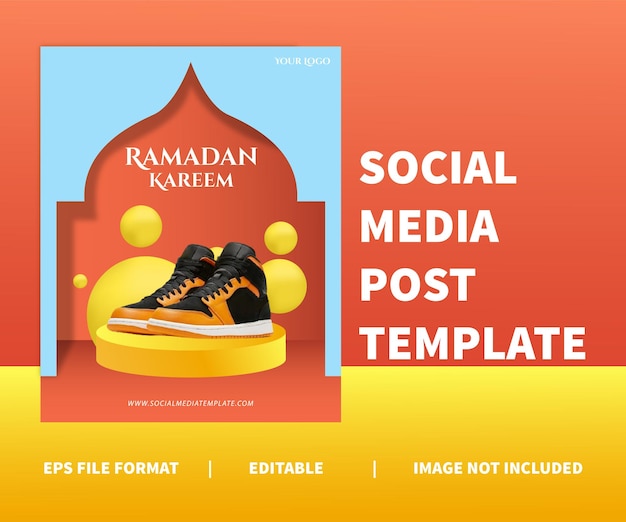 Social media post template ramadan kareem minimalist design