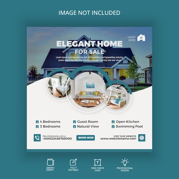 Social media post template for real estate and apartment promotion template design