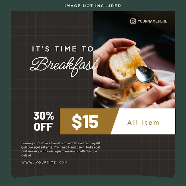 Social media post template for restaurant food menu premium coffee