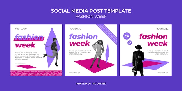 Social media post template set fashion week