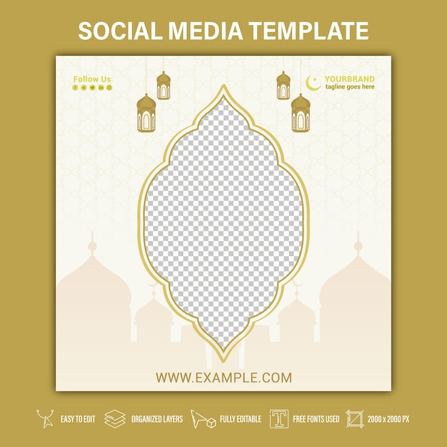 Vector social media post template set for ramadan, usable for social media, flyers, and web ads.