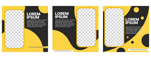 Social media post template set with yellow and black color