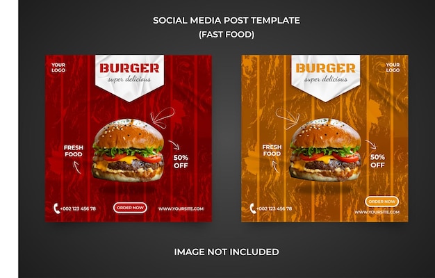 Social media post template super delicious burger