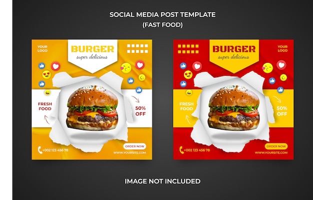 Social media post template super delicious burger