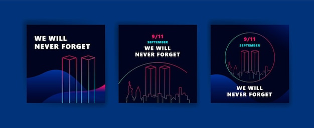 9.11 테러를 기념하는 소셜 미디어 포스트 템플릿