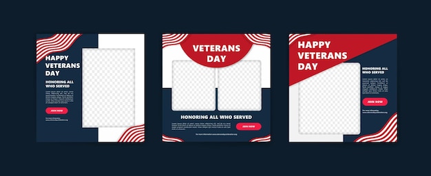 Social media post template for veterans day