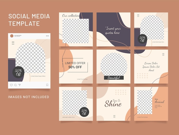 Social Media Post Template Vloeibare Element Mode Feed Bundel