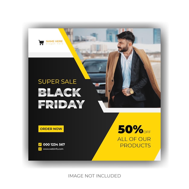 Vector social media post template with black friday sale banner template premium vector