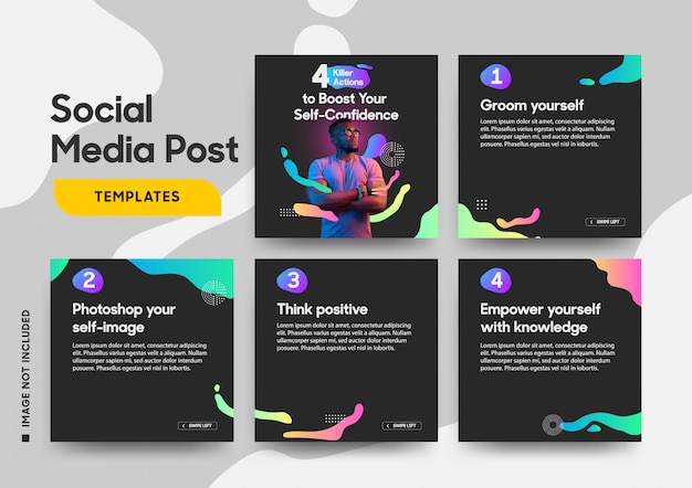 Social media post template with a cool fluid elements