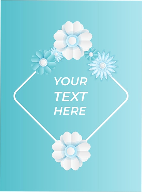 Social media post template with paper cut fresh blue flower decoration. modern dynamic instagram post template