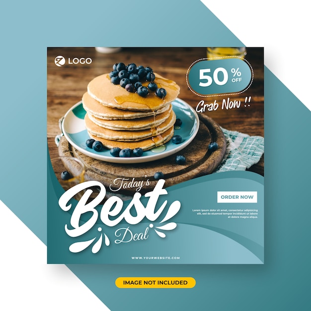 Social media post template with restaurant special menu concept