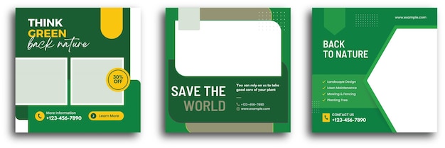 Social media post template with save the Earth
