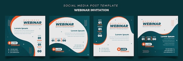 Vector social media post template with waving green and orange for online advertising