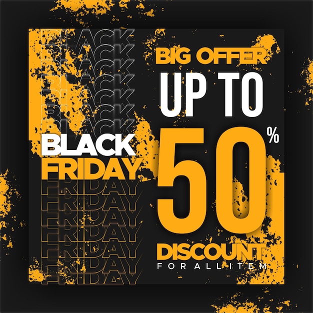 Social Media Post Templates. Big Sale and Discount of Black Friday
