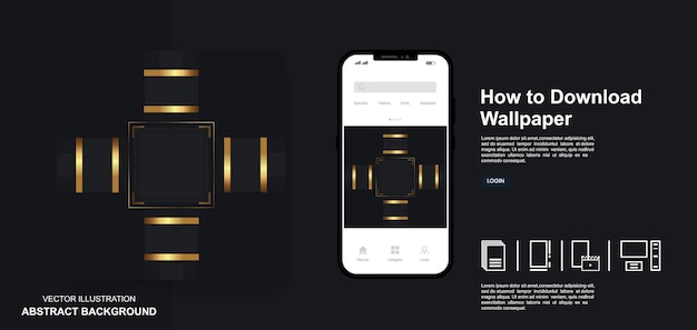 Social media post templates black dop and golden lines luxury modern abstract background