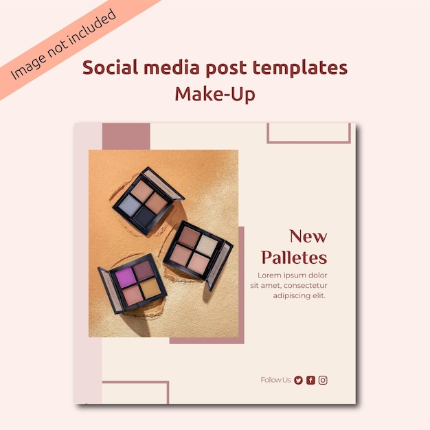 Vector social media post templates for make-up brand