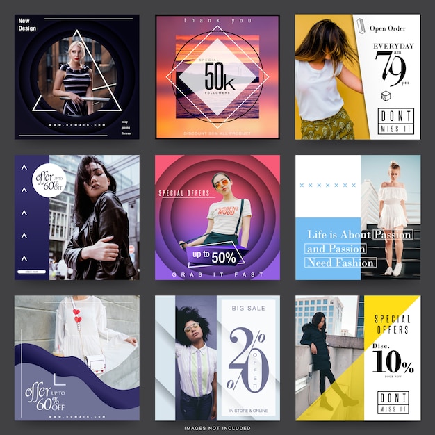 Vector social media post templates for modern fashion sale