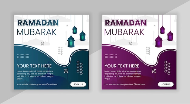 Vector social media post templates for the month of ramadan mubarak