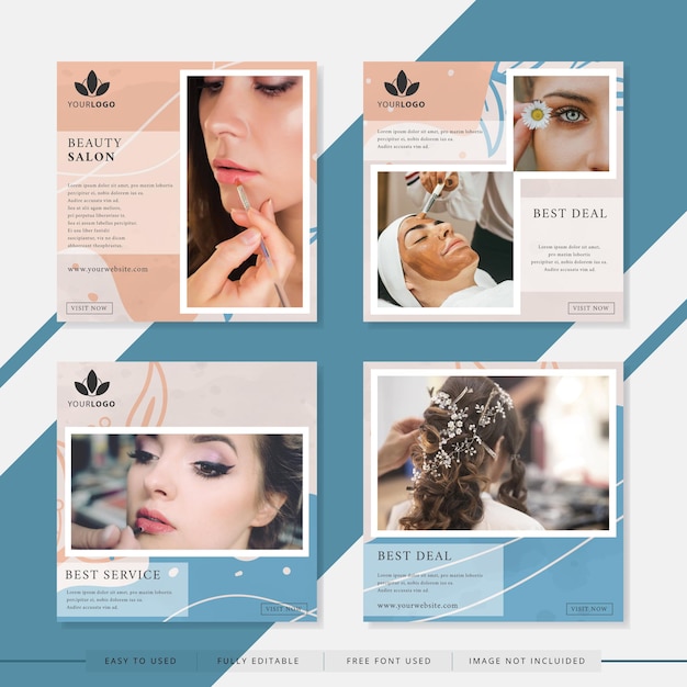 Vector social media post templates suitable for beauty or salon company