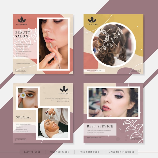 Social media post templates suitable for beauty or salon company