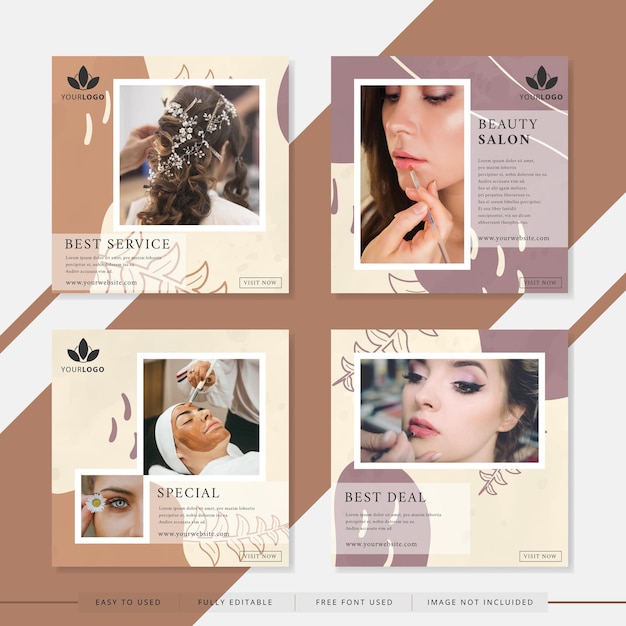 Social media post templates suitable for beauty or salon company