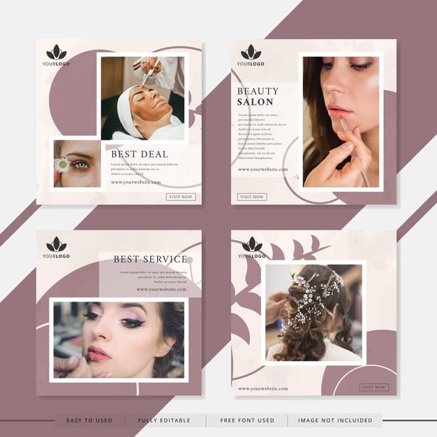 Vector social media post templates suitable for beauty or salon company