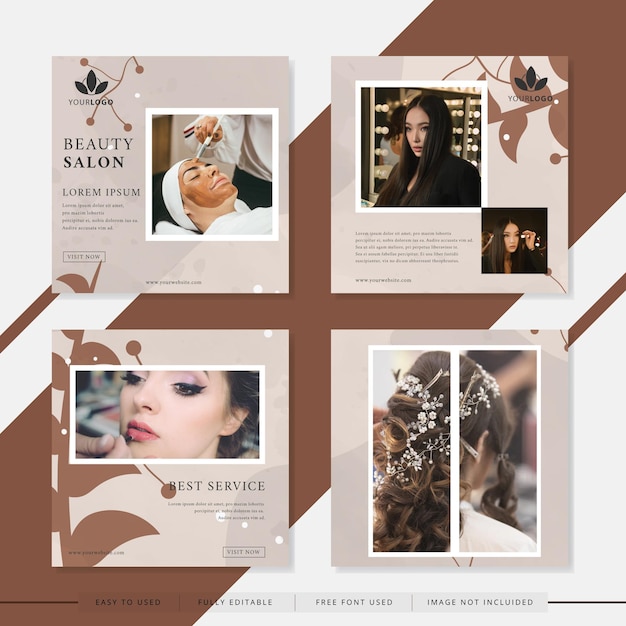 Social media post templates suitable for beauty or salon company