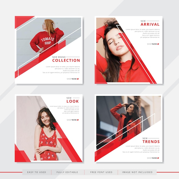 Social media post templates suitable for fashion or clothing company