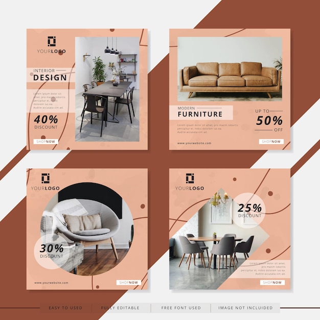 Social media post templates suitable for furniture company