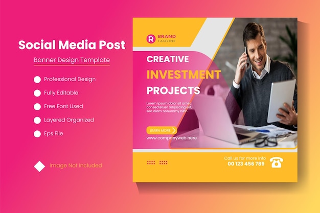 창의적인 투자 프로젝트라는 페이지가 열려있는 소셜 미디어 게시물.