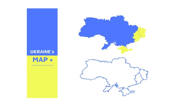 Vector social media post ukraine's editable map with shape and line art