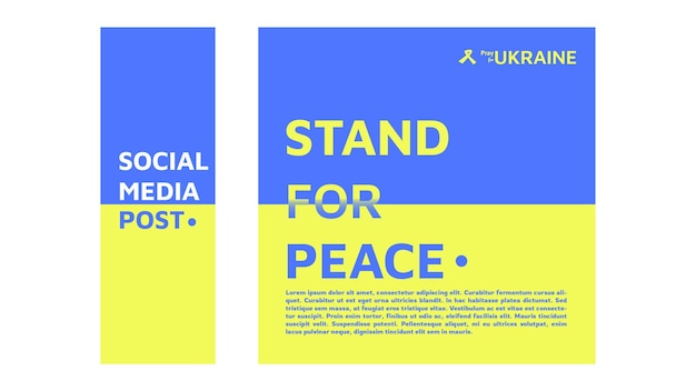 Vector social media post ukraine template to stand for peace