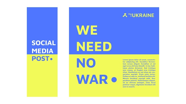 Vector social media post ukraine template with advice to not war