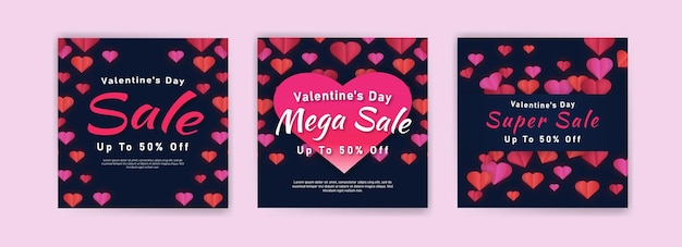 Vector social media post for valentines day sale marketing