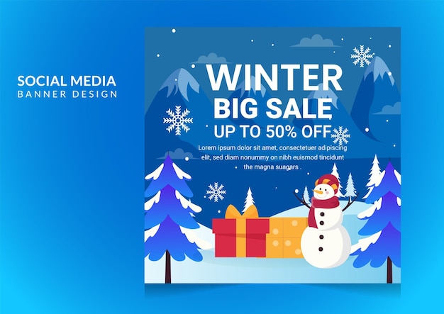 Social media post winter verkoop banner ontwerpsjabloon