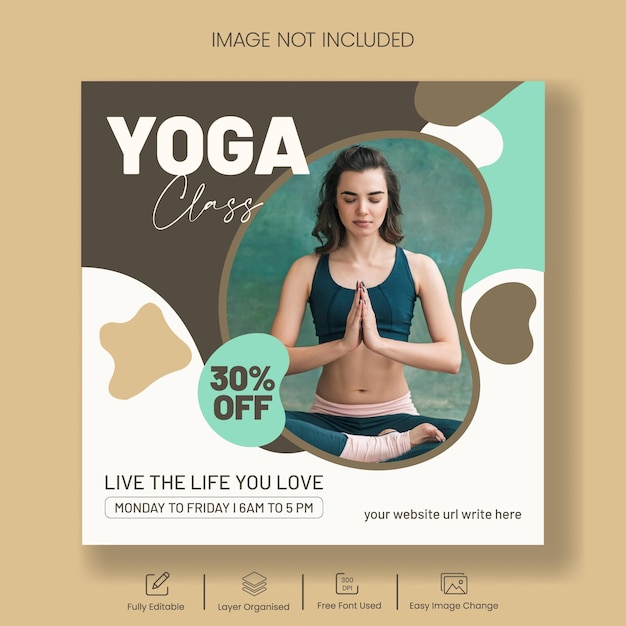 social media post for yoga studio and instagram meditation wellness post template