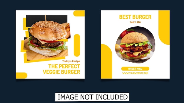 Social media postbannersjabloon voor hamburger en voedsel