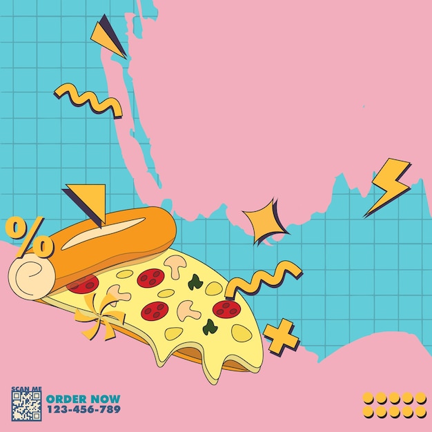 Vector social media poster and banner pizza time