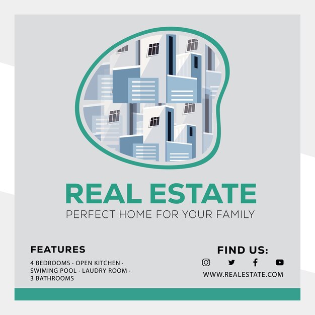 Vector social media poster design real estate