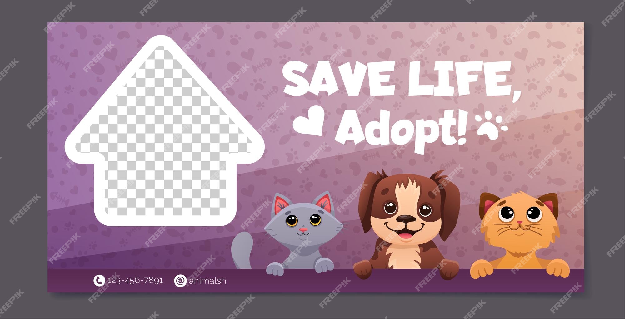 Social Media Poster Design With Pet Adoption Promotion Adopt Me Banner With  Cute Dogs Funny Cats Paw Print Patterns Vector Cartoon Template For Flyer  Design Web Page Posters Stock Illustration - Download